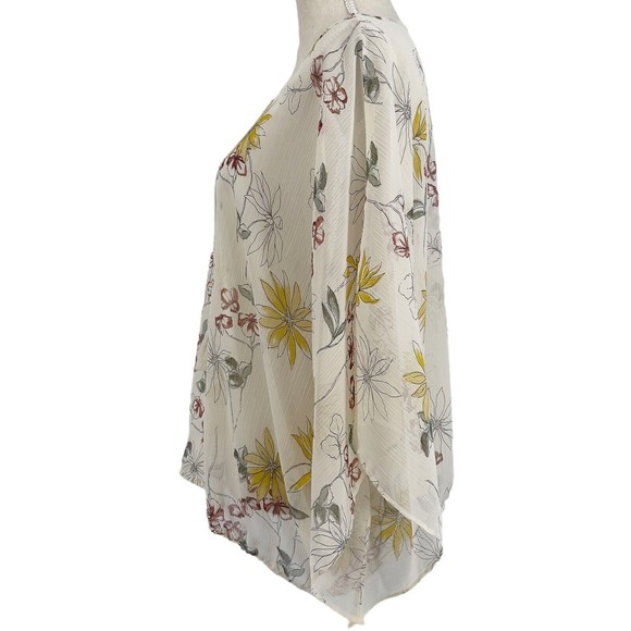 Maurices Womens Plus Size 0 Kimono Top 14W Sheer Floral Print Lace Up V Neck - Picture 8 of 13